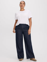 Wide-Leg Mid-Rise Denim Trousers
