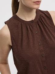 Buttoned-Down Crew-Neck Tank