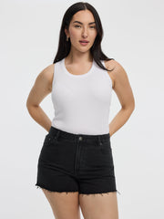 Denim Shorts with Raw Hems