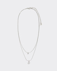 Two-Chain Short Necklace with Rhinestones
