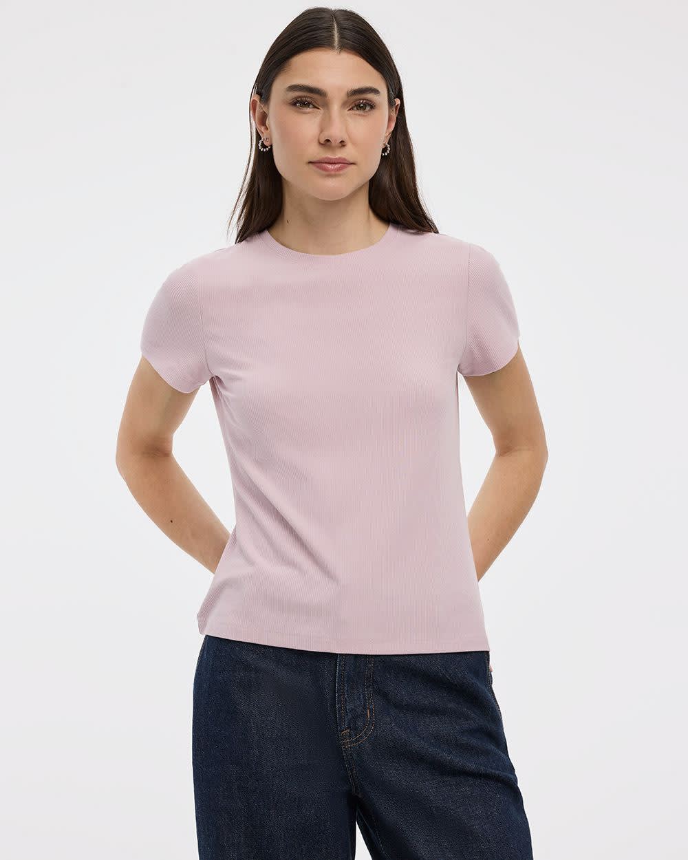 Fitted Crew-Neck Ribbed T-Shirt - R Essentials