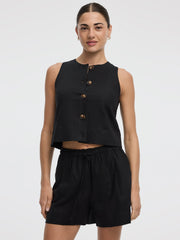Linen-Blend Vest