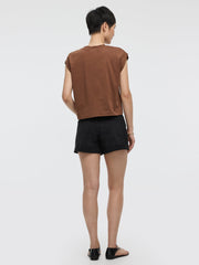 Mid-Rise Denim Shorts with Rolled Hem