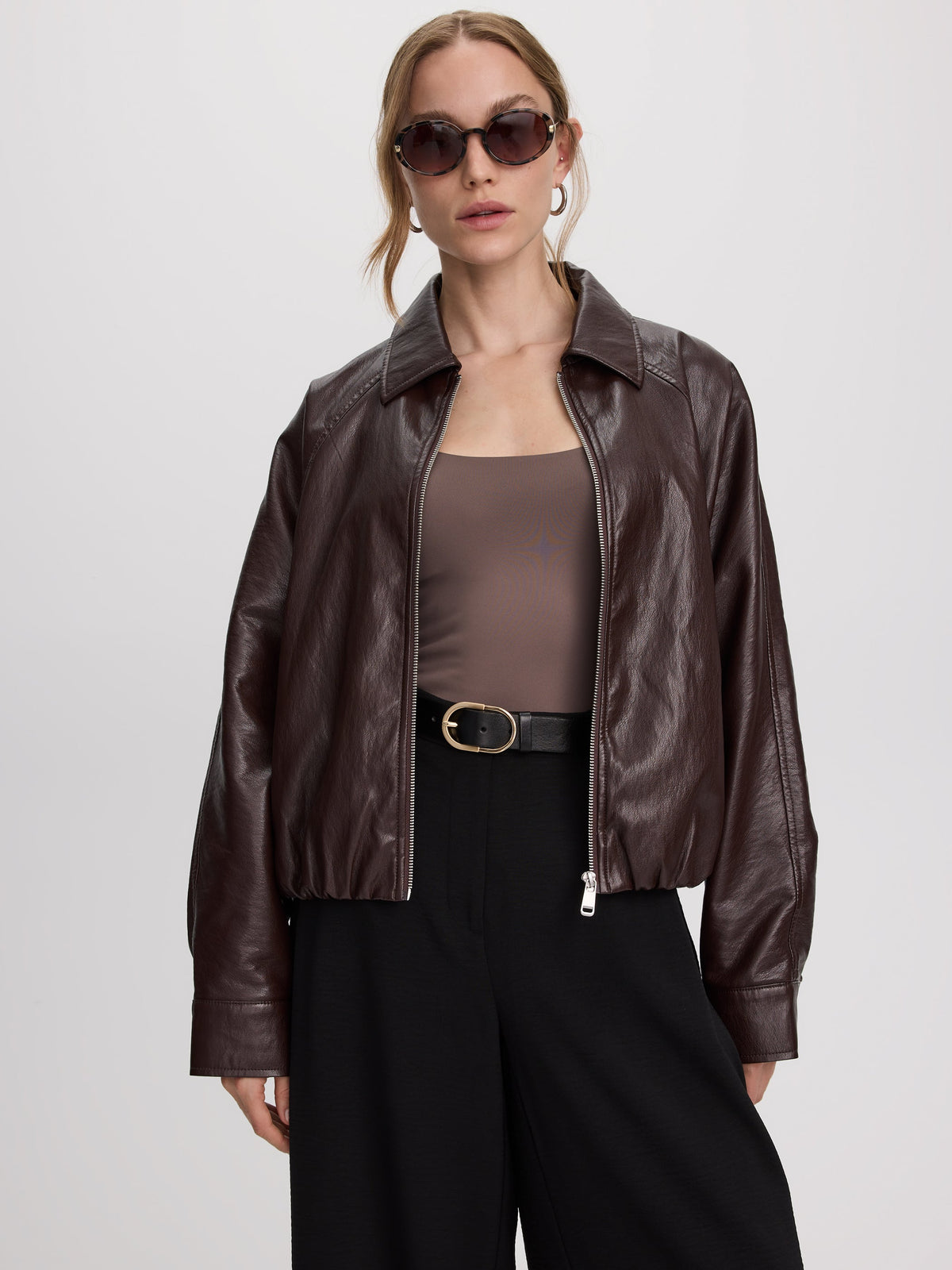 Loose Faux Leather Jacket