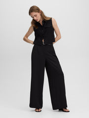 Sleeveless Buttoned-Down Blouse with Shirt Collar