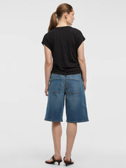 Extended-Sleeve Shirred Tee with Drawstrings
