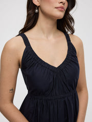 Sleeveless V-Neck Midi Dress with Soutache Embroideries