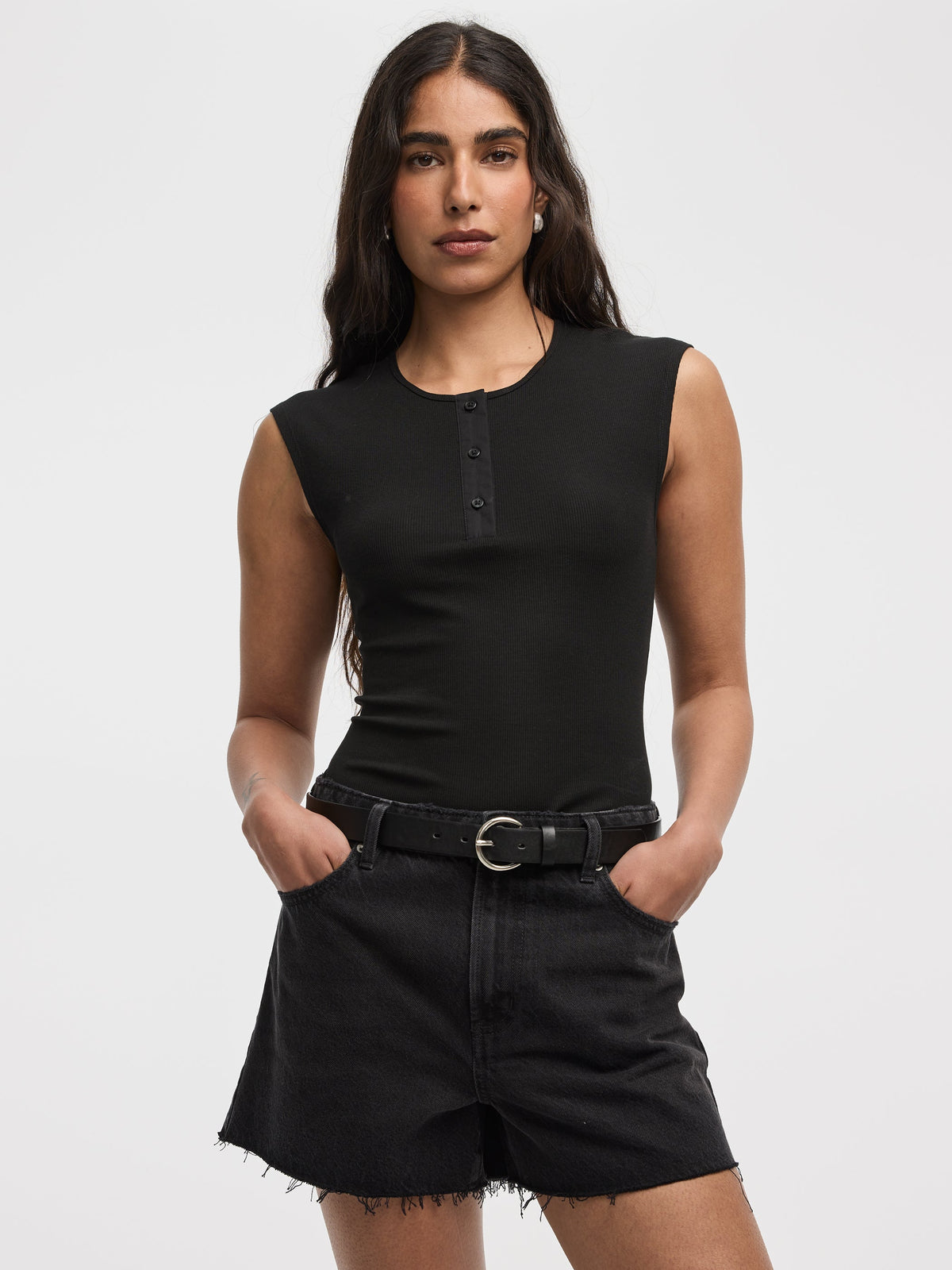 Ribbed Henley T-Shirt