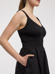 Sleeveless Midi Dress with Smocked Top
