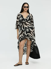 V-Neck Cover Up with High-Low Hem