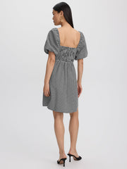 Short-Puffy-Sleeve Mini Dress with Sweetheart Neckline