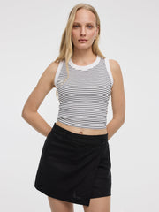 Linen-Blend Wrap Skort