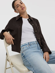 Cropped Faux-Suede Jacket