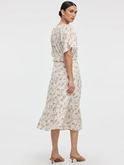 V-Neck Empire-Cut Midi Dress