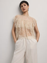 Extended-Sleeve Lace Blouse