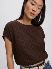 Extended-Sleeve Crew-Neck Blouse with Elasticated Hem