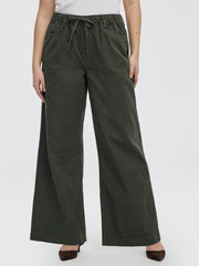 Pull-On High-Rise Linen-Blend Pant