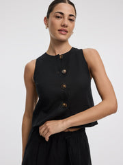Linen-Blend Vest