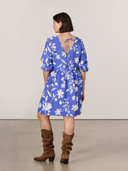 Long-Sleeve V-Neck Empire-Cut Mini Dress