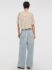 Scoop-Neck Loose Blouse with Raglan Sleeves