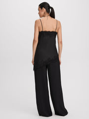 V-Neck Cami with Lace Trim