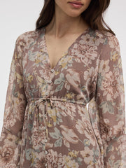 Long-Sleeve Maxi Tiered Dress