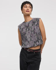 Crew-Neck PlissÃ©-Knit Tank