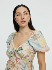 Short-Puffy-Sleeve Mini Dress with Sweetheart Neckline