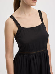 Sleeveless Square-Neck Maxi Dress with Crochet Trims