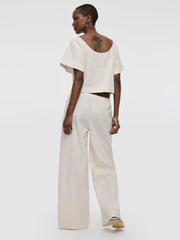 Scoop-Neck Blouse with Flutter Sleeves